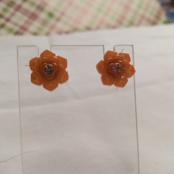 Three Pair Steel Handmade Hand Crafted Resin Flower Stud Earrings Jewelry #51 - Picture 9 of 14